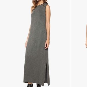 Heather gray jersey maxi dress with side slit